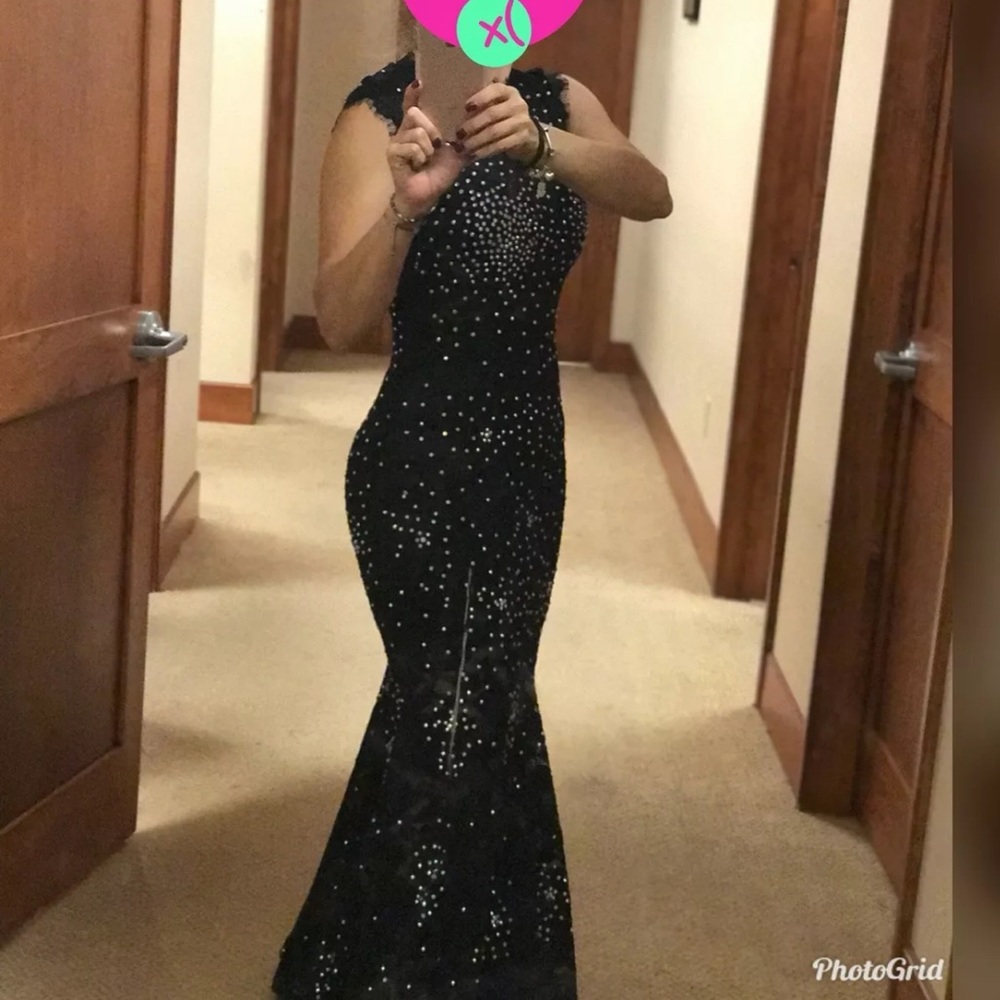 Xcape sleeveless black long evening dress size 2